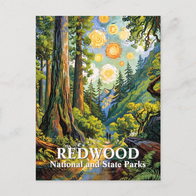 Carte Postale Custom Van Gogh Redwood National Park Hiking Trail (Devant)