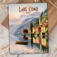 Custom Vintage Lac de Côme Italie Aquarelle Voyage