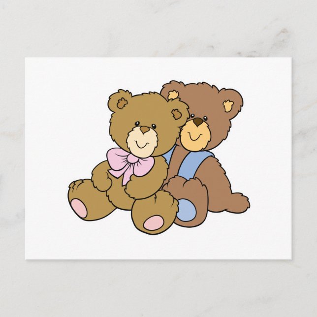 Carte Postale Cute Accrocher les amis les ours (Devant)