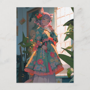 Carte Postale Cute Anime Catgirl