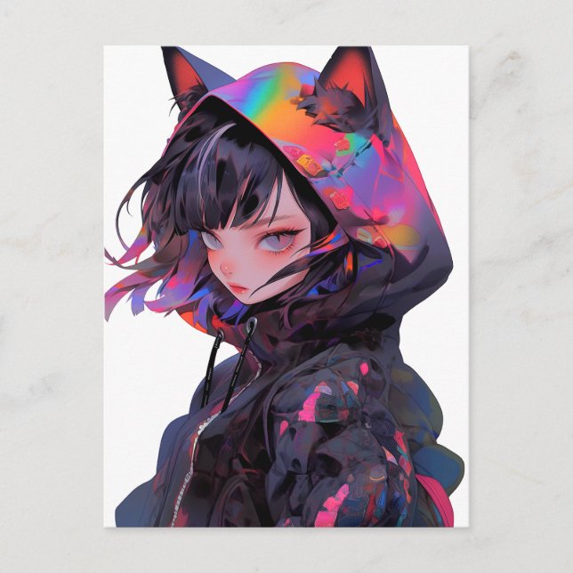 Carte Postale Cute Anime Catgirl (Devant)