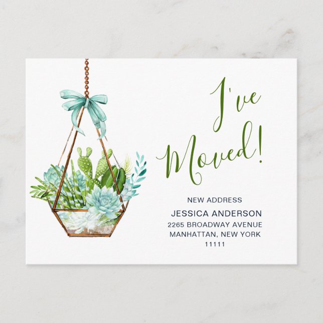 Carte Postale Cute aquarelle Cactus Moving Faire-part (Devant)