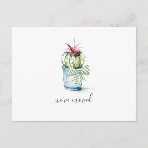 Carte Postale Cute aquarelle Cactus Moving Faire-part