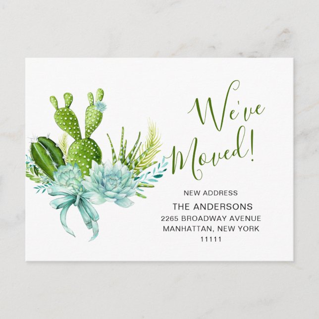 Carte Postale Cute aquarelle Cactus Moving Faire-part (Devant)