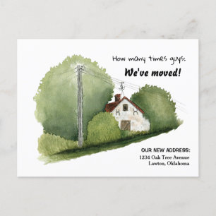 Carte Postale Cute Aquarelle Cottage Nous avons Déménagé Faire-p