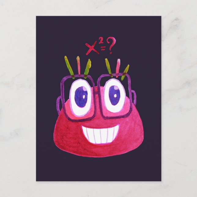 Carte Postale Cute Aquarelle Geek Bonbons Caractère Mathématicie (Devant)
