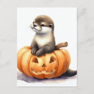Carte Postale Cute Aquarelle Halloween Otter