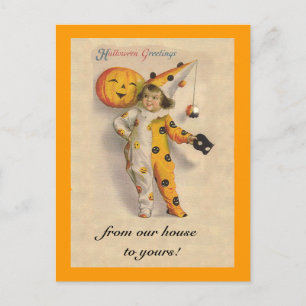 Carte Postale Cute art d'Halloween Vintage avec texte personnali
