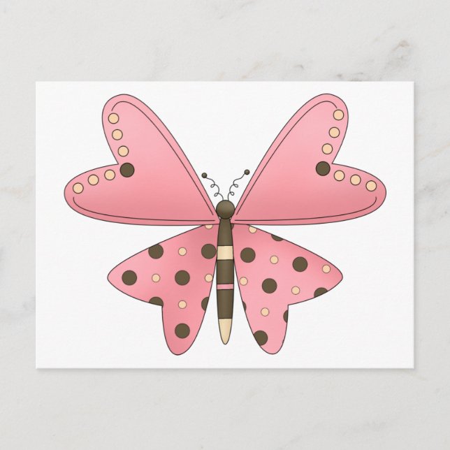Carte Postale Cute as a Bug ・ Papillon rose et Brown (Devant)
