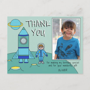 Carte Postale Cute Astronaut Rocket Boy Merci Anniversaire Photo