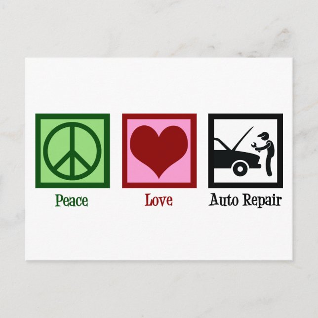 Carte Postale Cute Auto Réparer Magasiner Véhicule Mécanique (Devant)