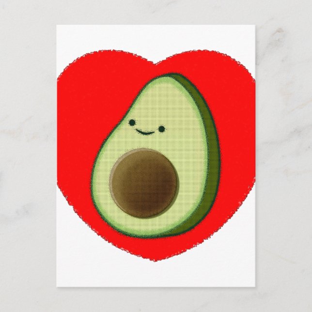 Carte Postale Cute Avocado Dans Le Coeur Rouge (Devant)