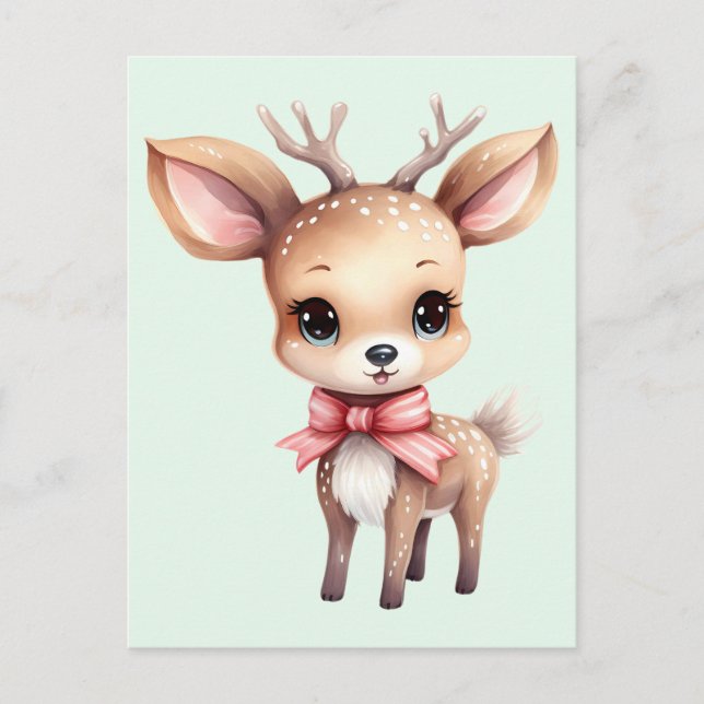 Carte Postale Cute Baby Deer Cartoon Illustration (Devant)