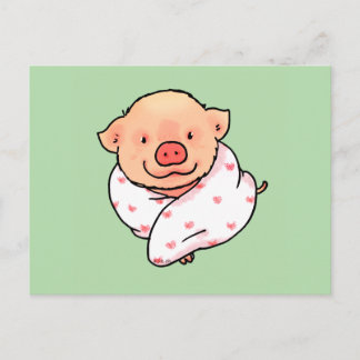 Carte Postale Cute Baby Pig Wrapped in Blanket