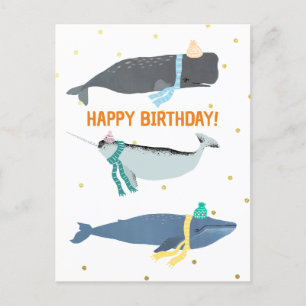Carte Postale Cute baleine Écarts Anniversaire de enfant d'hiver