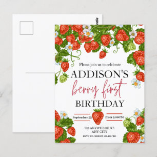 Carte Postale Cute Bleu Rouge Bleu Bleu Doux 1er anniversaire