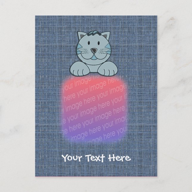 Carte postale Cute Blue Cat Design Photo (Devant)