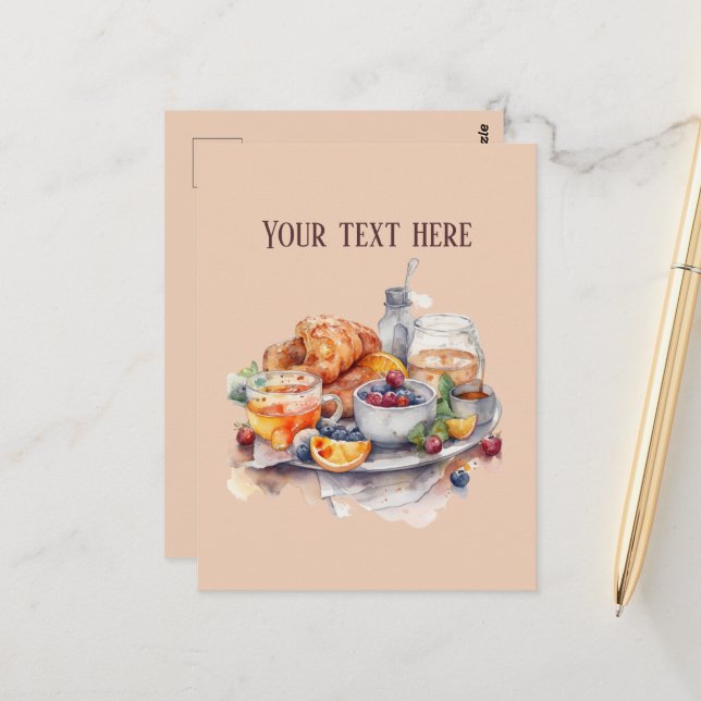 Carte Postale Cute Breakfast lovers ajouter du texte (Devant/Arrière en situation)