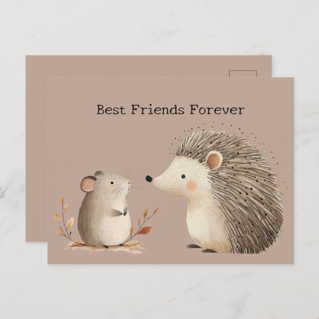 Carte Postale Cute Brown Cream Hedgehog Mouse (Devant / Derrière)