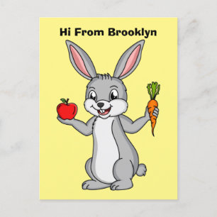 Carte Postale Cute bunny rabbit with vegetables