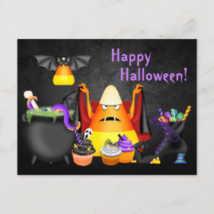 Carte Postale Cute Candy Corn Éffrayant Traite Halloween heureux
