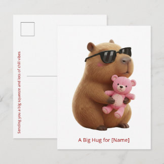 Carte Postale Cute Capybara Enlaçant Ourson Personnalisé