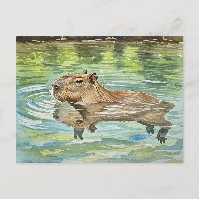 Carte postale Cute Capybara Swimming (Devant)