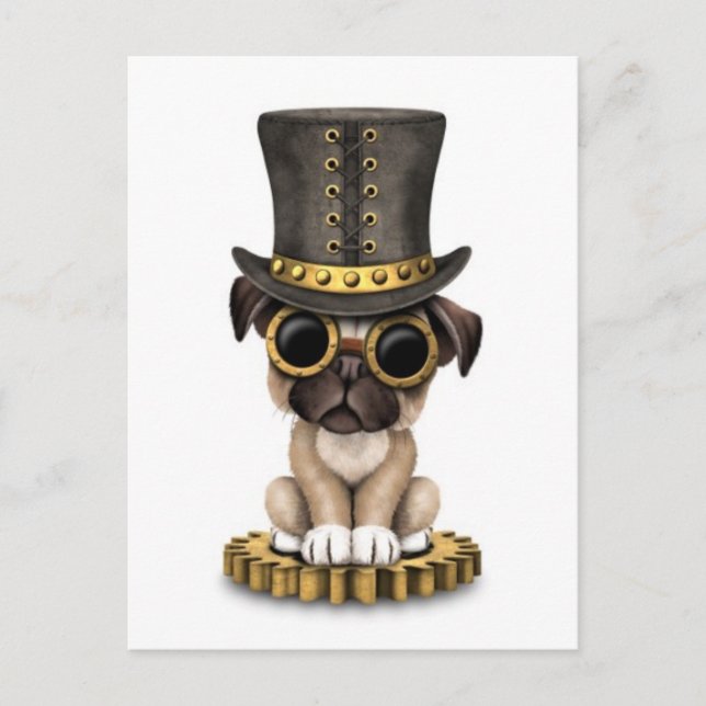 Carte Postale Cute Carlin Steampunk Chien Chien Chien Chien Chie (Devant)