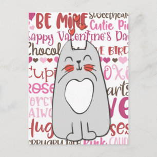 Carte Postale Cute Cartoon Chat Saint-Valentin