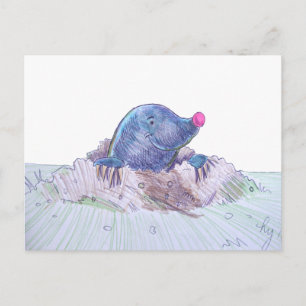 Carte Postale Cute Cartoon Mole et Molehill