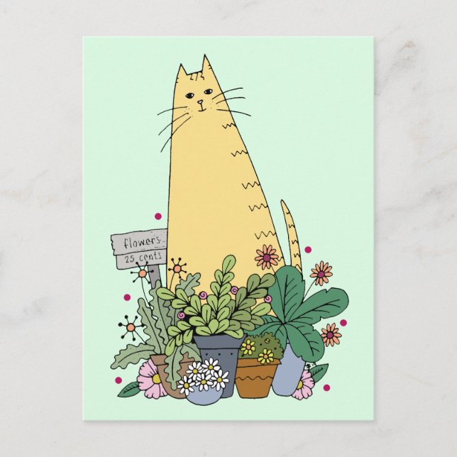 Carte postale Cute Cat Florist (Devant)