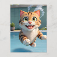 Cute Cat Flying Natation Plongée dans la piscine A