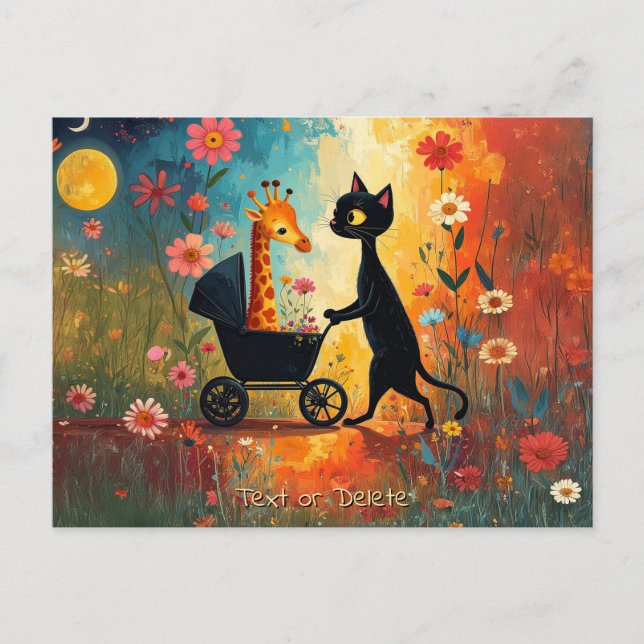 Carte Postale Cute Cat Giraffe Postcard (Devant)