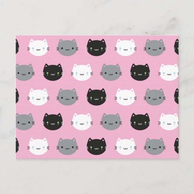 Carte Postale Cute Cats & Kawaii Kittens (rose) (Devant)