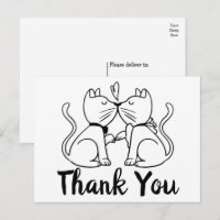 Cute Cats Kissing Kiitties Black Blanc Mariage