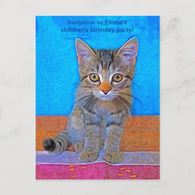 Carte Postale Cute chaton avec de grands yeux enfants postc d'an (Devant)