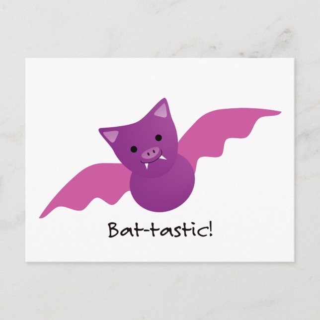 Carte Postale Cute chauve chauve-souris rose batastique (Devant)