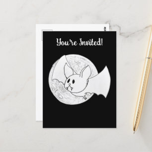 Carte Postale Cute chauve-souris et Pleine lune Halloween