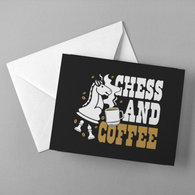 Carte Postale Cute Chess and Coffee Chess Lover Knight Art (Cute Chess and Coffee Chess Lover Knight Art Postcard)