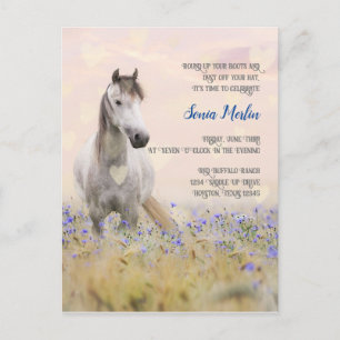 Carte Postale Cute Cheval Blanc Violet Fleur Feminine Chic