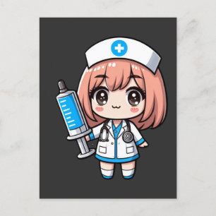 Carte Postale Cute Chibi Nurse - soins de santé, anime, médecine