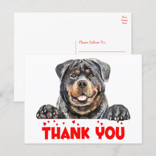 Carte Postale Cute Chien Chien Chien Aquarelle Rottweiler Merci 