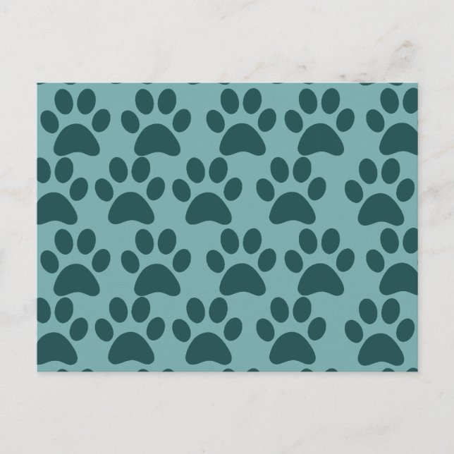 Carte Postale Cute Chien Chien Chien Empreintes de pattes Blue G (Devant)