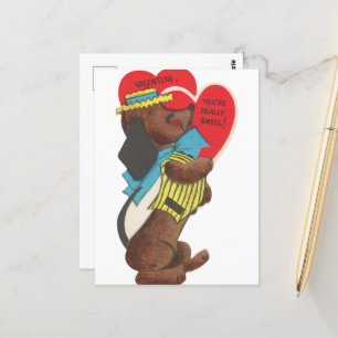 Carte Postale Cute chien vintage rétro Valentine