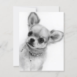 Carte Postale Cute Chihuahua Tête Tilt Main Peint