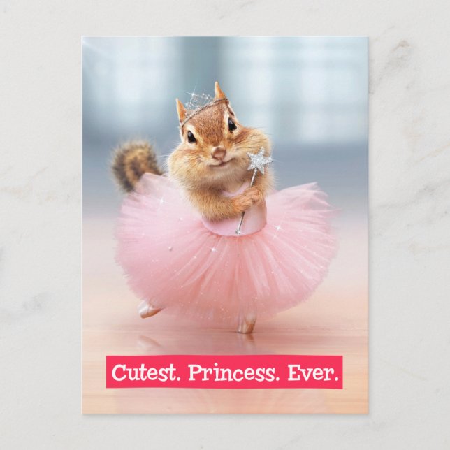 Carte Postale Cute Chipmunk Ballerina en tutu au Dance Studio (Devant)