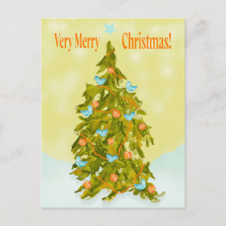 Carte Postale Cute Christmas Tree with Blue Birds