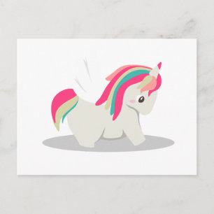 Carte Postale Cute chubby unicorn chibi rougissant