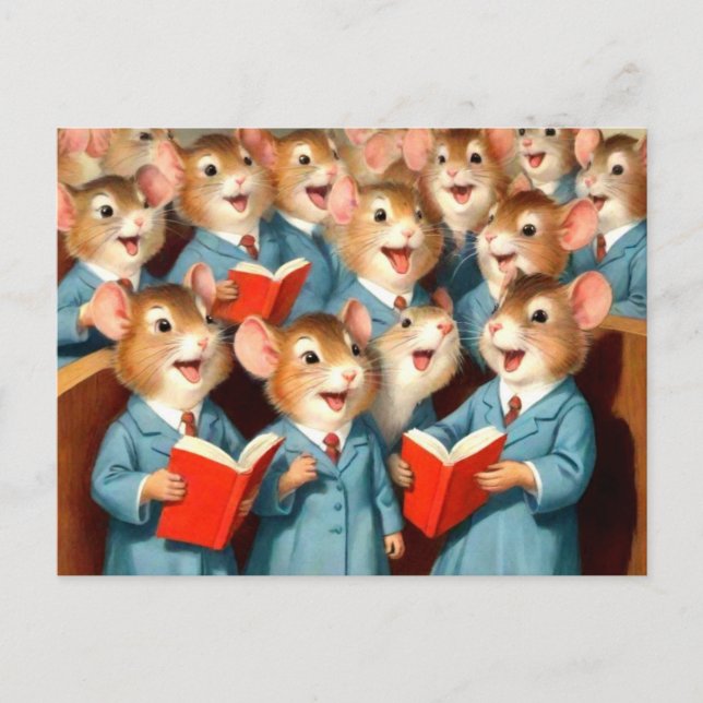 Carte postale Cute Church Choir Mice (Devant)