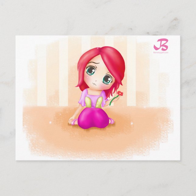 Carte Postale Cute Cindy Anime Manga Chibi Coloré (Devant)